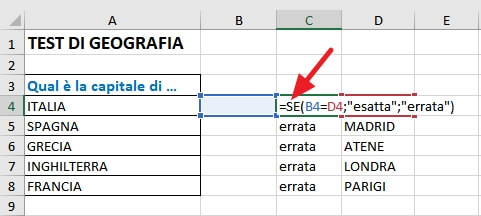 tasto cursore a destra del segno uguale