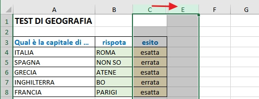 scoprire la colonna D