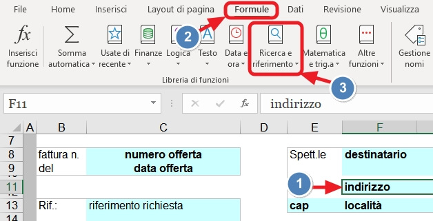 comando ricerca e riferimento