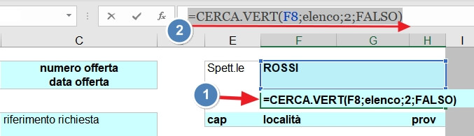 selezione del contenuto della barra della formula