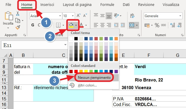 sfondo colore bianco, ovvero nessun riempimento