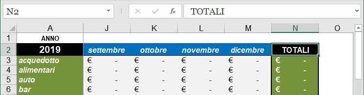 totali su cella N2