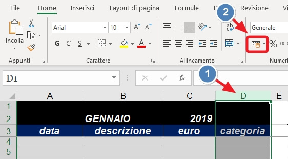 formato valuta della colonna C
