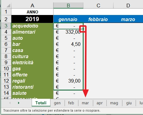 trascina e copia in basso la formula