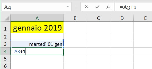 formula =A3+1