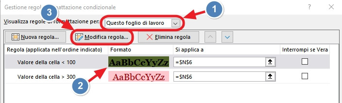 modifica regola