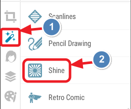 scegli effetto shine