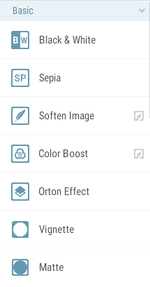 icone effetti base bianco nero seppia