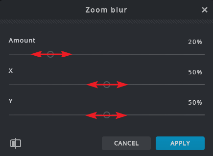 impostazioni effetto zoom blur