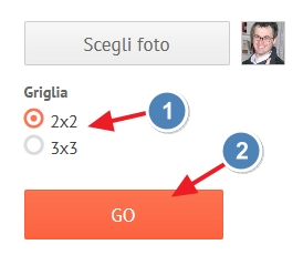 scelta griglia 2x2 3x3 e pulsante go