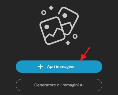 pixlr express pulsante open image apri immagine