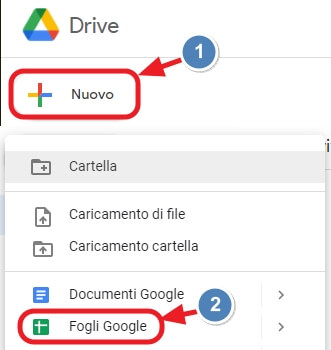 nuovo foglio di calcolo Google