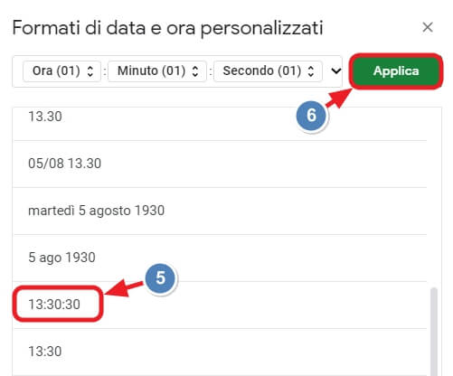 formato ora personalizzato