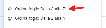 ordina dalla A alla Z
