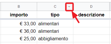 ordina per tipo