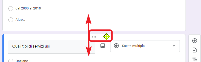 spostare elementi del modulo