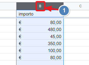 selezione della colonna B