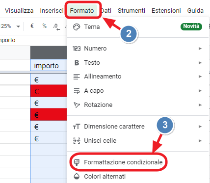 menu formato