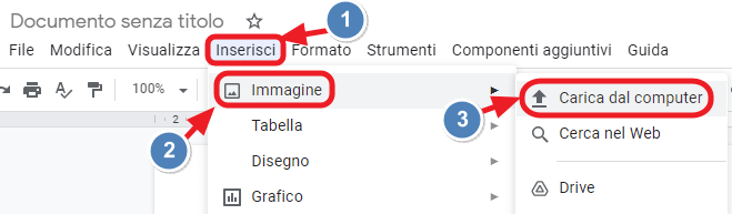 inserisci una immagine dal tuo computer