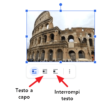 opzioni di posizionamento testo