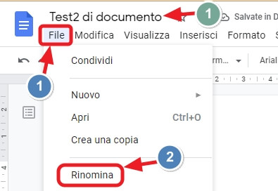 rinominare il documento