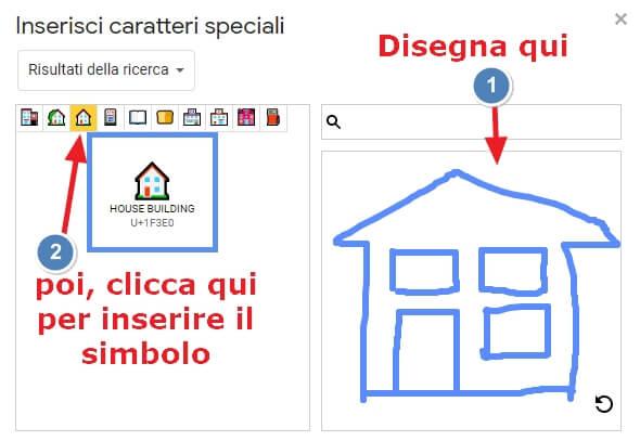 disegna e inserisci il simbolo disegnato