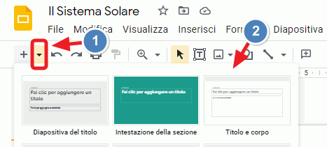scegli il tipo di diapositiva