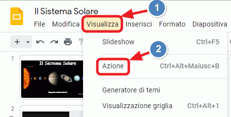 visualizza azione