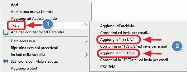 aggiungi ovvero comprimi
