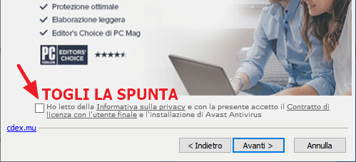 casella di controllo senza spunta