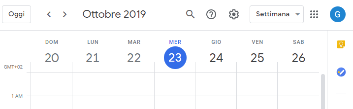 settimana del calendario google