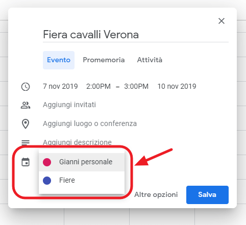 scelta del calendario
