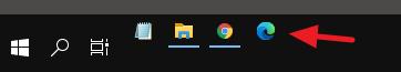 edge sulla barra delle applicazioni