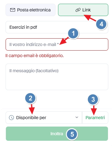 Esempio di area di caricamento per invio file