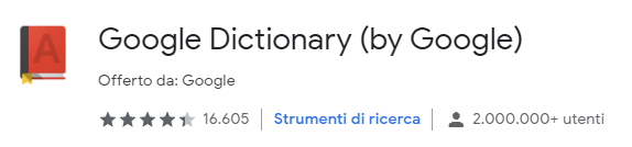 estensione dizionario di google