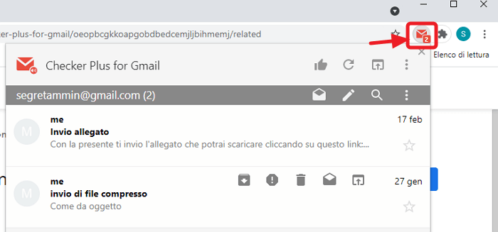 elenco messaggi gmail