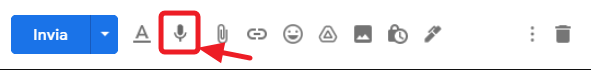 microfono per dettatura a voce del messaggio gmail