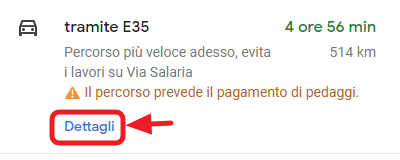 dettagli del tragitto