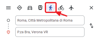 percorso a piedi