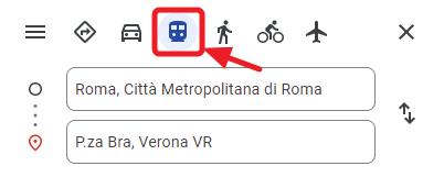 tragitto con mezzi pubblici