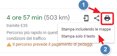 stampa indicazioni stradali