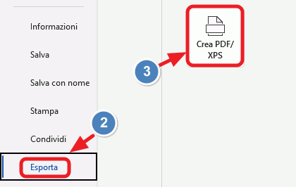 esporta in pdf da word