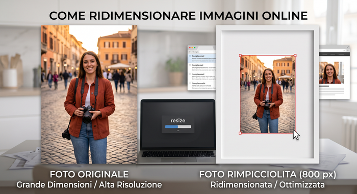 confronto foto originale grande e foto rimpicciolita a 800 pixel