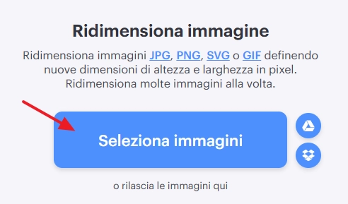 pulsante seleziona immagini su iloveimg