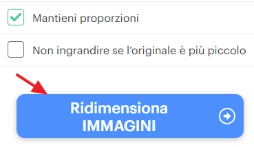 pulsante ridimensiona immagini