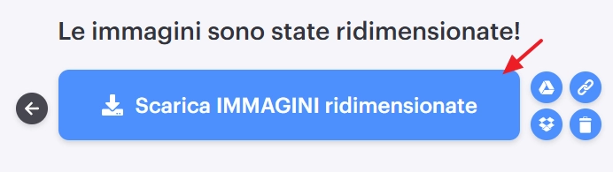 pulsante scarica immagini ridimensionate