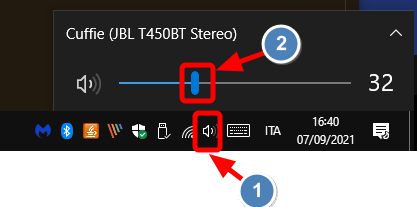regolare audio da PC