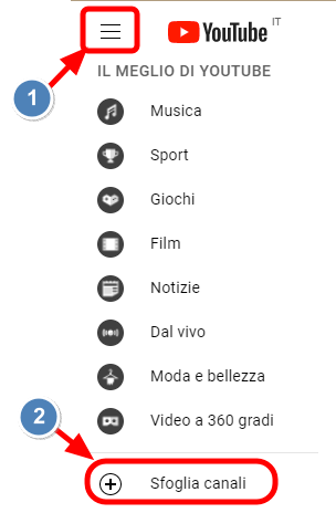 sfogliare i canali
