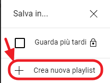 crea nuova playlist