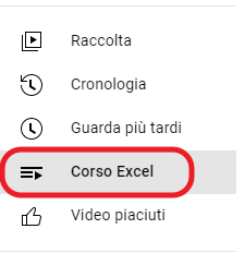 lista corso excel